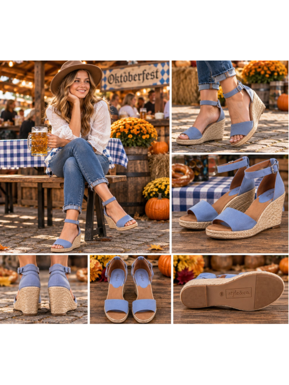 Women's Style & Co. Blue Wedge Sandals Size 9